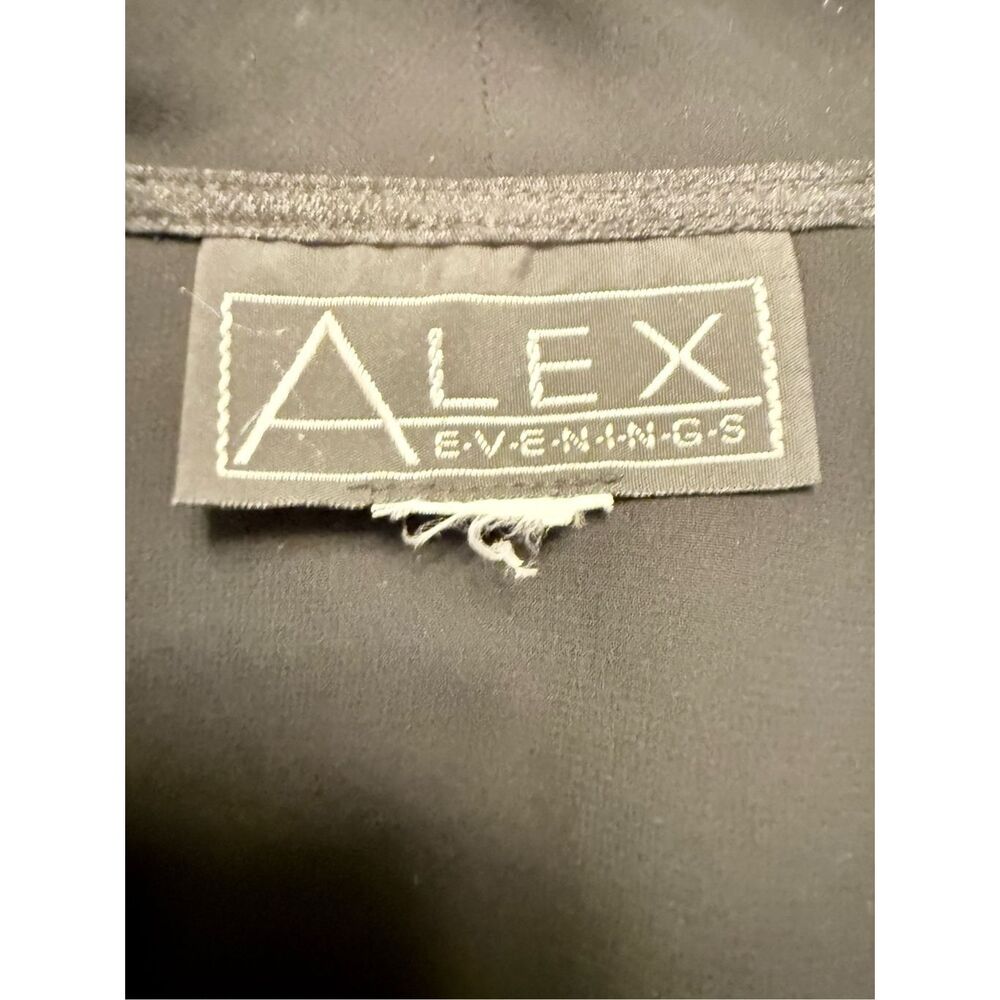 Alex Evenings Black Sheer 3/4 Sleeve Jacket Dress Cover Large Ruffle Hem - Picture 6 of 6